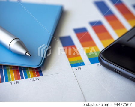 Business image, graph, smartphone, notebook 94427567