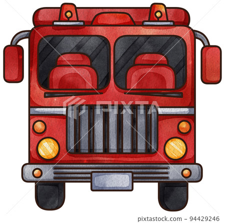 Firefighter, fireman character with fire fighting equipment tools. Fireman in uniform with fire hose hydrant, fire extinguisher watercolor illustration set. Fireman character 94429246