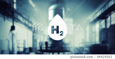 氫燃料、氫罐、橫幅和廣告的水平視覺效果 94429301