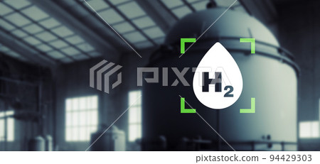 Hydrogen fuel, hydrogen tank, horizontal visuals for banners and advertisements Hydrogen fuel, hydrogen tank, horizontal visuals for banners and advertisements 94429303