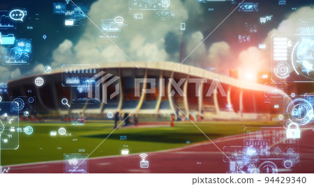 Sports stadiums and technology Horizontal visuals for banners and advertisements 94429340