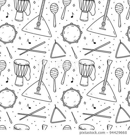 Cute seamless pattern with musical instruments 94429668