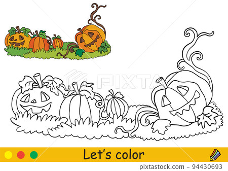 Halloween kids coloring with template scary pumpkins Halloween kids coloring with template scary pumpkins 94430693