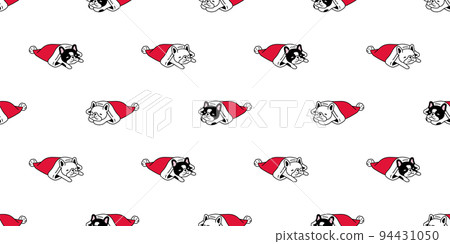 dog seamless pattern french bulldog christmas santa claus hat sleeping vector puppy pet breed cartoon repeat wallpaper tile background doodle design illustration isolated 94431050