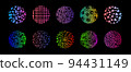 Set of round Abstract colorful bright Backgrounds hand-drawn doodles 94431149