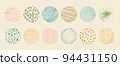 Set of round Abstract colored Backgrounds hand-drawn doodles 94431150
