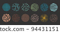 Set of round Abstract colorful bright Backgrounds hand-drawn doodles 94431151