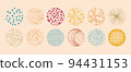 Set of round Abstract colored Backgrounds hand-drawn doodles 94431153