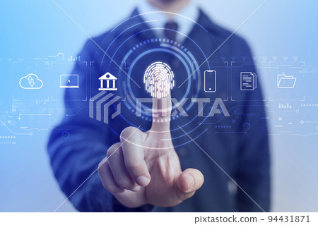 Businessman scan fingerprint data protection with virtual screen interface.Cybersecurity and data privacy protection concept. And Internet network security technology. Businessman scan fingerprint data protection with virtual screen interface.Cybersecurity and data privacy protection concept. And Internet network security technology. 94431871