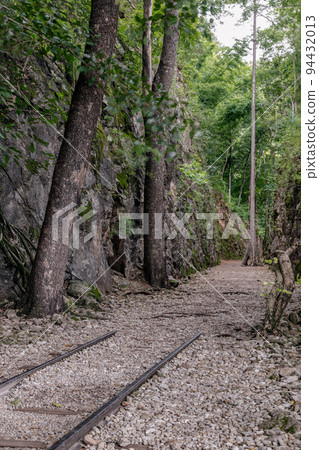 Hellfire pass (Chong khaokaht) of Death Railway in valley mountain. Hellfire pass (Chong khaokaht) of Death Railway in valley mountain. 94432013