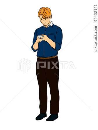 drawing sketch business man holding smart phone vector illustration concept business with phone connection drawing sketch business man holding smart phone vector illustration concept business with phone connection 94432141