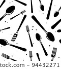 spoon and fork seamless black and white pattern 94432271
