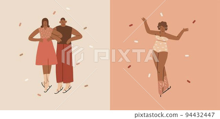 Hand drawn vector abstract graphic Merry Christmas and Happy new year illustration figure ice skating people.Christmas cute design background.Winter holiday art concept.Modern creative greeting card. Hand drawn vector abstract graphic Merry Christmas and Happy new year illustration figure ice skating people.Christmas cute design background.Winter holiday art concept.Modern creative greeting card. 94432447