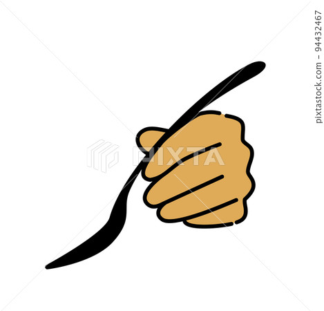 Hand with a spoon - Stock Illustration [94432467] - PIXTA