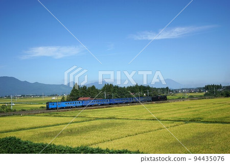 Tohoku Main Line running through paddy fields Tohoku Main Line running through paddy fields 94435076