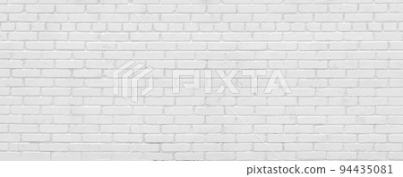 White painted brick wall urban Background panorama in high resolution 94435081