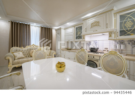 Renovated Interior of rich classic white kitchen Renovated Interior of rich classic white kitchen 94435446
