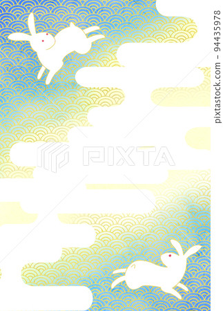 New Year's card White Rabbit and Seigaiha New Year's card White Rabbit and Seigaiha 94435978