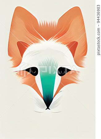 Fox portrait flat illustration. Digital illustration based on render by neural network Fox portrait flat illustration. Digital illustration based on render by neural network 94436983