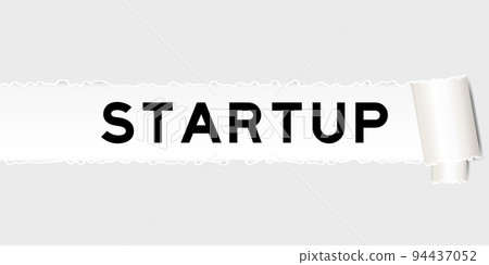 Ripped gray paper background that have word startup under torn part 94437052