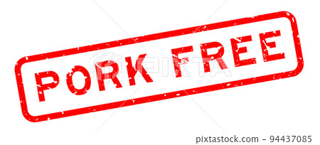 Grunge red pork free word square rubber seal stamp on white background 94437085