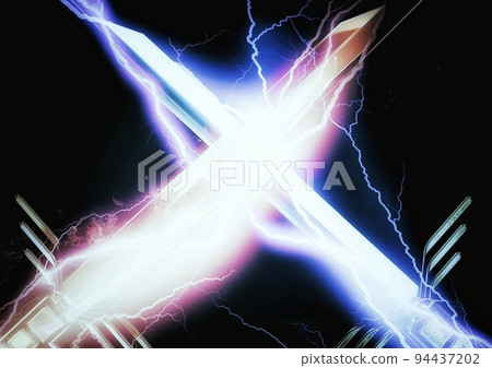 Illustration of crossed lightning swords Illustration of crossed lightning swords 94437202