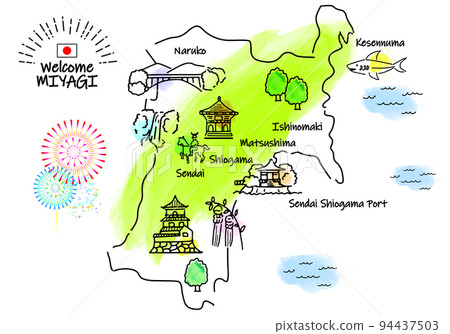 宮城觀光景點簡單線描圖 94437503