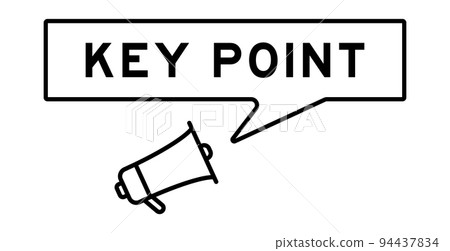 Megaphone icon with speech bubble in word key point on white background Megaphone icon with speech bubble in word key point on white background 94437834