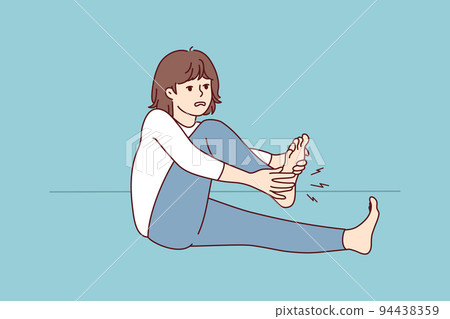 Woman suffer from leg cramp Woman suffer from leg cramp 94438359