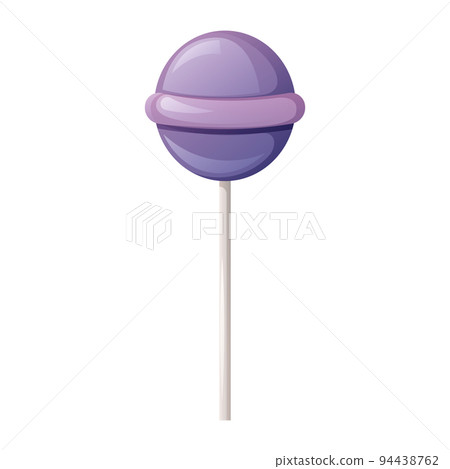 Round purple candy on a stick. Cartoon vector illustration. Christmas and Halloween treat for kids. 94438762