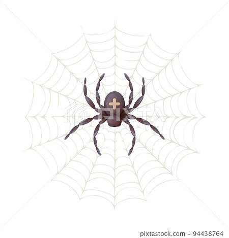 Spider in the web with a cross on its back, top view, cartoon vector illustration Spider in the web with a cross on its back, top view, cartoon vector illustration 94438764