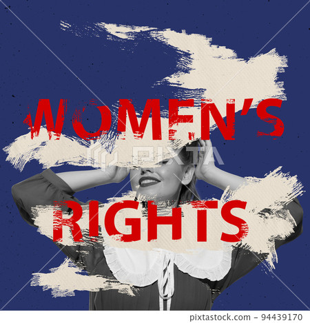 Protection of women's rights. Contemporary art collage. Surrealism. Fight, struggle for female rights, right to choice, health and freedom. 94439170