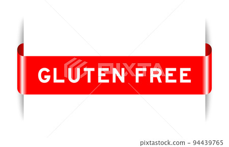 Red color inserted label banner with word gluten free on white background Red color inserted label banner with word gluten free on white background 94439765