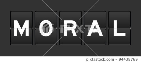 Black color analog flip board with word moral on gray background 94439769