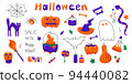 Halloween set of objects and inscriptions doodle 35 objects 94440082