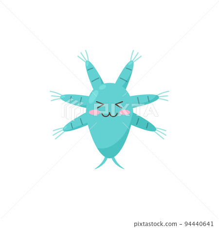 Cute zooplankton with many arms and funny face expression, flat vector illustration isolated on white background. Cute zooplankton with many arms and funny face expression, flat vector illustration isolated on white background. 94440641