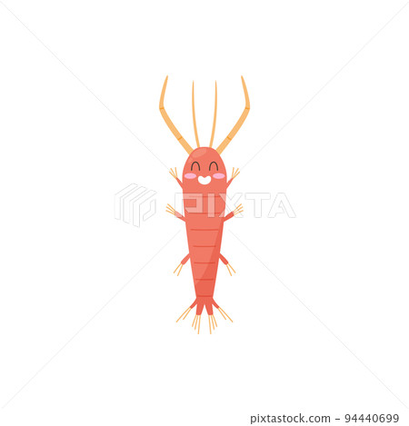 Cute smiling zooplankton, flat vector illustration isolated on white background. Cute smiling zooplankton, flat vector illustration isolated on white background. 94440699