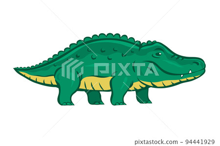 Cute cartoon green crocodile on a white background Cute cartoon green crocodile on a white background 94441929