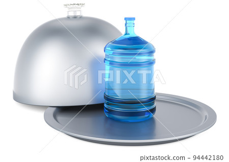 Restaurant cloche with bottled water, 3D rendering 94442180