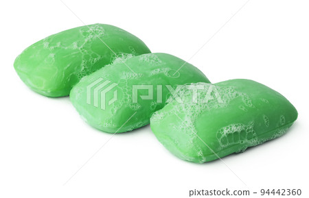 Front view of soap bars isolated on white background Front view of soap bars isolated on white background 94442360