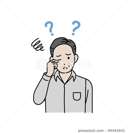 視力差、盲眼、老花眼、視力模糊、症狀、插圖的中年男子 94442641