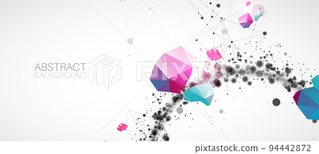 Template for science and technology presentation with connecting dots and lines. Plexus style background. Template for science and technology presentation with connecting dots and lines. Plexus style background. 94442872