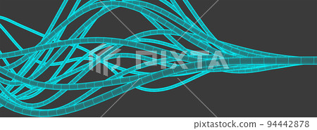 Vector abstract background with a wireframe dynamic waves, line and particles. 94442878