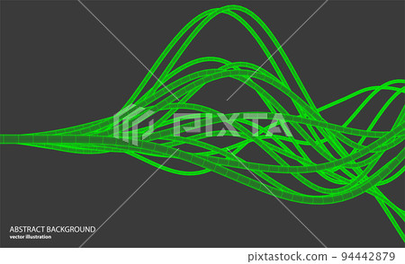 Vector abstract background with a wireframe dynamic waves, line and particles. 94442879