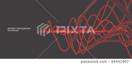 Vector abstract background with a wireframe dynamic waves, line and particles. Vector abstract background with a wireframe dynamic waves, line and particles. 94442907