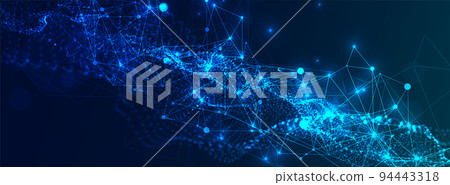 Abstract plexus vector background. Glowing particles dynamic flow. Abstract plexus vector background. Glowing particles dynamic flow. 94443318