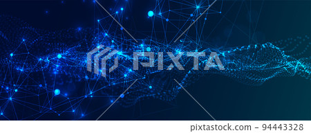 Abstract plexus vector background. Glowing particles dynamic flow. 94443328