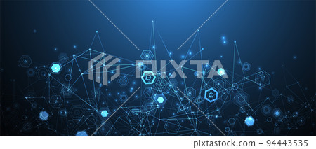 Abstract blue hexagon futuristic background for design works. Science and technology. 94443535