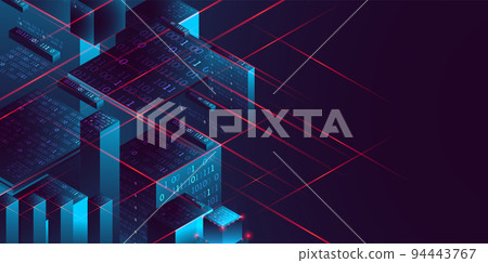 Isometric big data flow processing concept, database. Abstract technology background. Vector illustration Isometric big data flow processing concept, database. Abstract technology background. Vector illustration 94443767