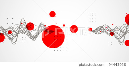 Vector abstract background with a wireframe dynamic waves, line and particles. 94443938